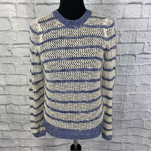 Xhilaration loose knit cotton blend stripe sweater blue & white sz S women
